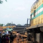 A scene of a derailed train in Kaduna