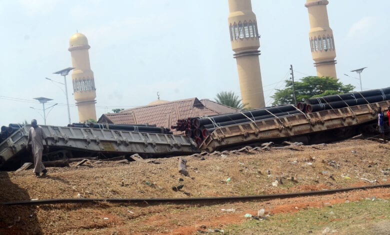 A scene of a derailed train in Kaduna