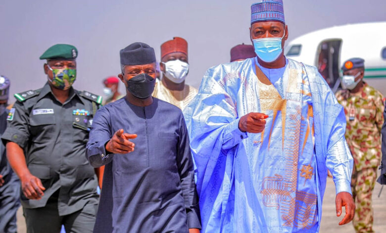 VP Yemi Osinbajo visits Gov Babangana Zulum in Maiduguri