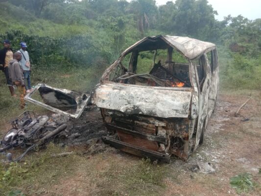 Burnt 18 Passenger Bus