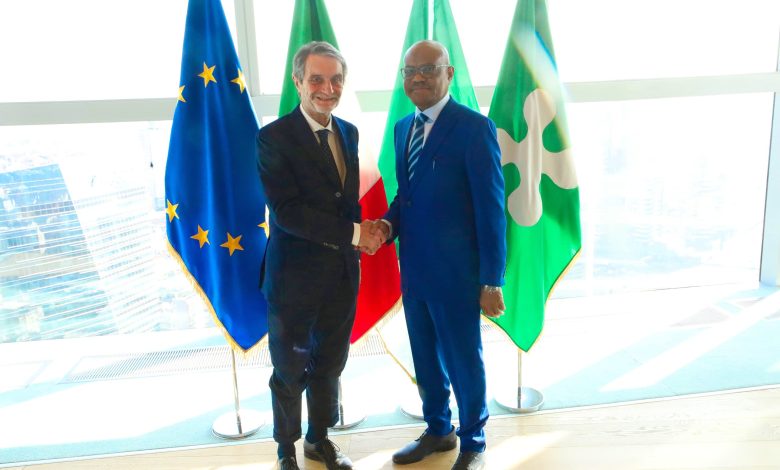 Federal Capital Territory (FCT) Minister, Nyesom Wike, during a meeting with the President of Lombardy Region, Attilio Fontana, in Milan, Italy on Thursday, March 6th, 2025.